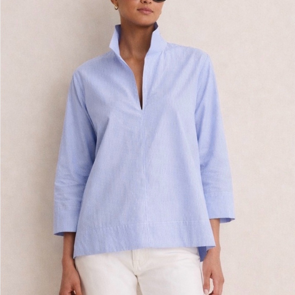 Tuckernuck Light Blue Tunic Popover Blouse